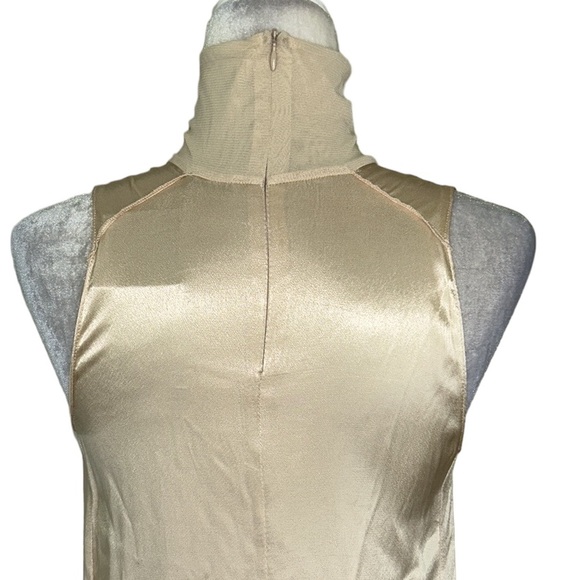 NWT Zara Light Gold Beige Satin High Neck Sleeveless Rayon Slip Maxi Dress - S - Picture 13 of 16